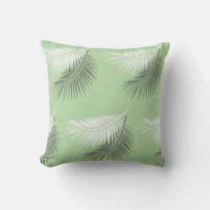 modern summer palm tree leaf background sage green cushion
