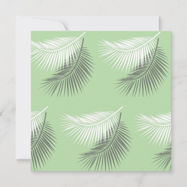 modern summer palm tree leaf sage green card (Front)