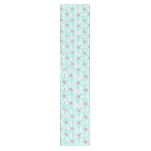 Modern Summer Pastel Floral Outdoor Short Table Runner