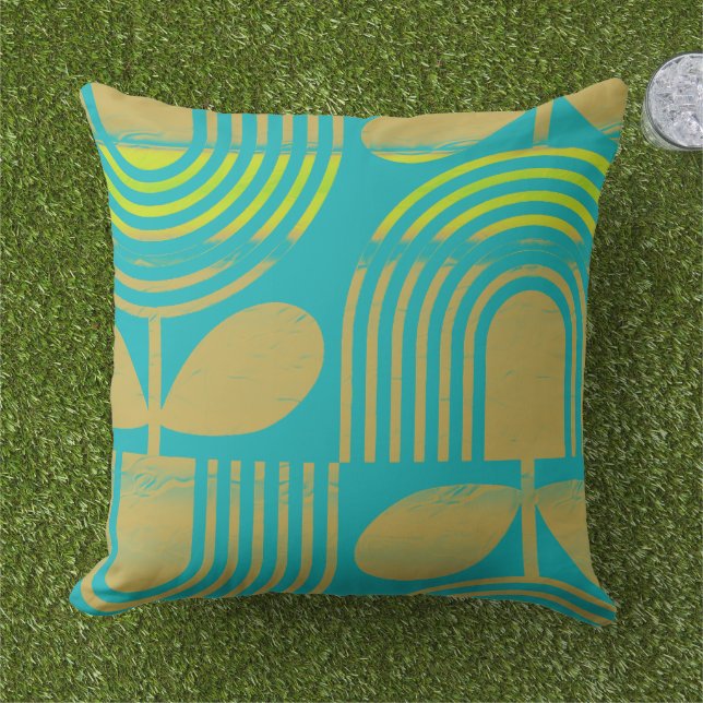 Modern Summer Pastel Geometric  Cushion (Grass)
