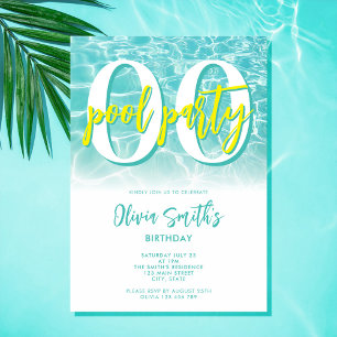 Modern Summer Pool Party Any Age Birthday Invitation