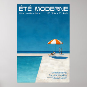 Modern Summer Poolside Wall Art Print Bold French