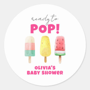 Modern Summer Popcicle Ice Cream Baby Shower  Classic Round Sticker