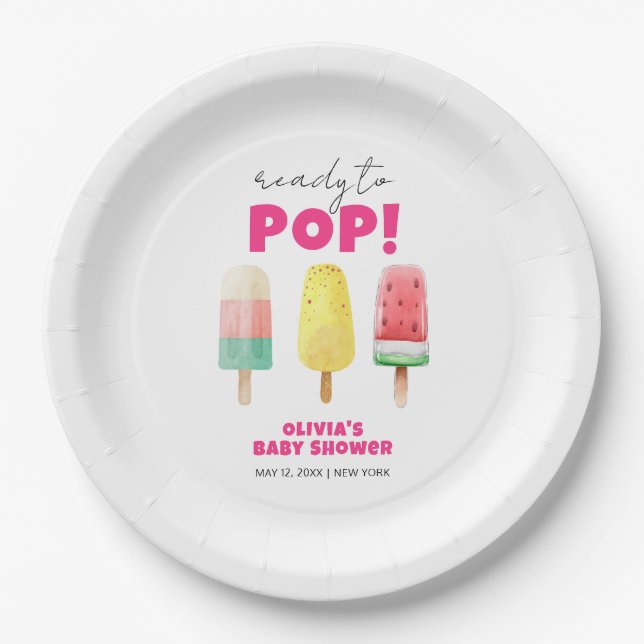 Modern Summer Popcicle Ice Cream Baby Shower  Paper Plate (Front)