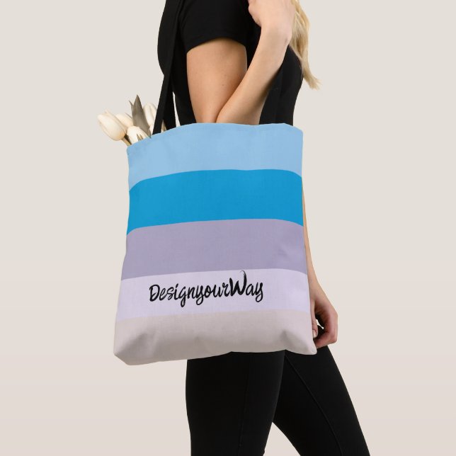 Modern summer Stripes with Monogram Tote Bag (Close Up)