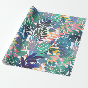 Modern Summer Tropical Watercolor Foliage Design Wrapping Paper