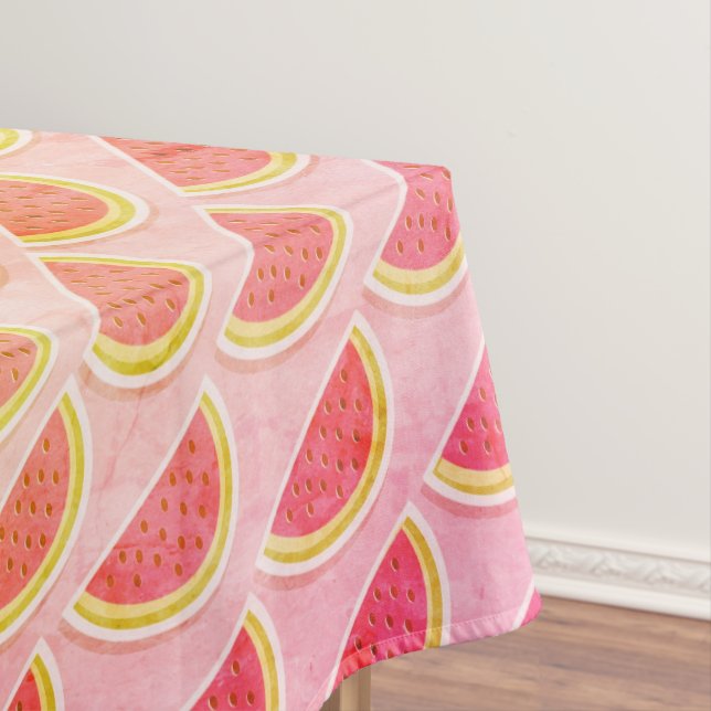 Modern Summer WATERMELON Pink MONOGRAM Tablecloth (In Situ)