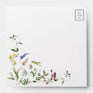Modern Summer Wildflower Calligraphy Wedding Envelope