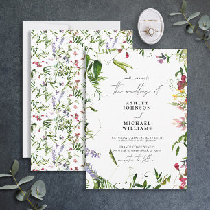 Modern Summer Wildflower Watercolor Wedding Invitation