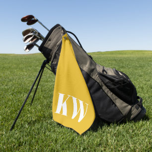 Modern Summer Yellow Monogram Personalised Golf Towel