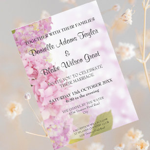 Modern Summery Pink Hydrangea Wedding Invitation