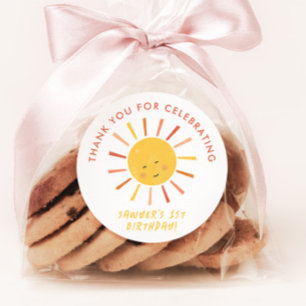 Modern Sun Kids Birthday Party Thank You Favour Classic Round Sticker