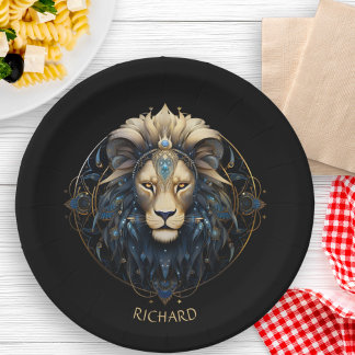 Modern Sun Sign Astrology Symbol Name Fantasy Leo Paper Plate