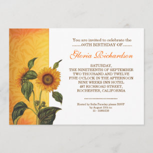 modern sunflower birthday invitations