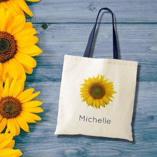 Modern Sunflower Botanical Yellow Floral  Tote Bag