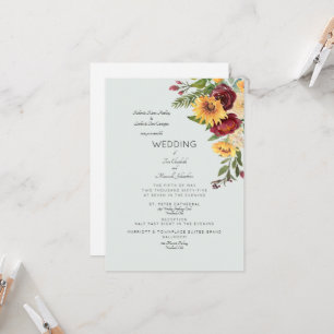 Modern Sunflower Bouquet Both Sets of Parents Invi Invitation