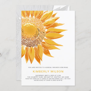 Modern SunFlower Bridal Shower Invitations
