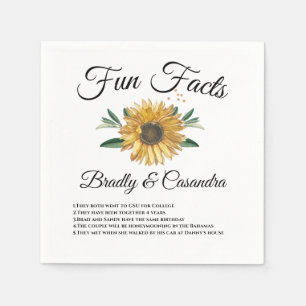 Modern Sunflower Chic Typography Wedding Fun Fact Napkin