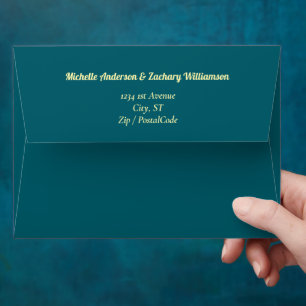 Modern Sunflower Cobalt Blue Gold Wedding Envelope