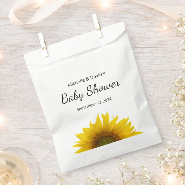 Modern Sunflower Country Floral Baby Shower Favour Bag (Clipped)