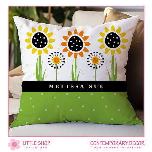 Modern Sunflower Dandelion Monogram Cushion