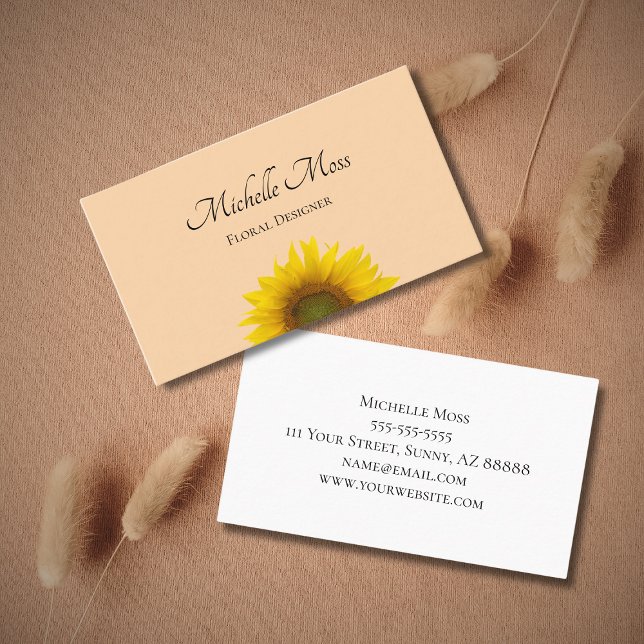 Modern Sunflower Elegant Boho Beige  Business Card (Creator Uploaded)