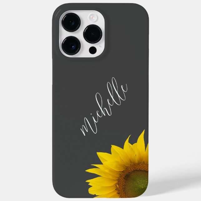 Modern Sunflower Elegant Botanical Grey Case-Mate iPhone Case (Back)