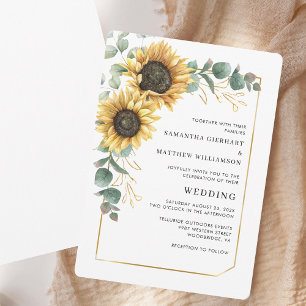 Modern Sunflower Elegant Floral Wedding Invitation