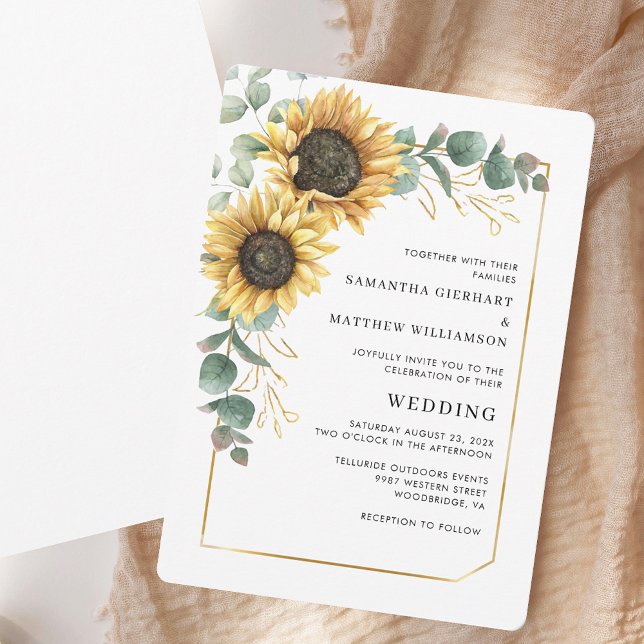 Modern Sunflower Elegant Floral Wedding Invitation (Modern Sunflower Elegant Floral Wedding Invitation)