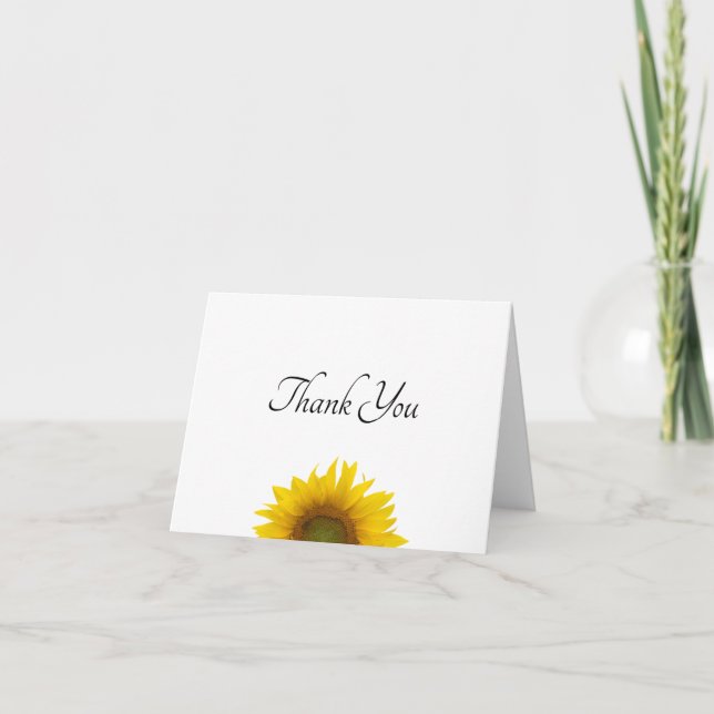 Modern Sunflower Elegant Script Typography Thank You Card (Front)