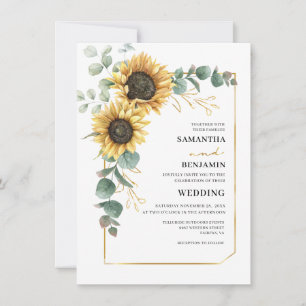 Modern Sunflower Eucalyptus Wedding Invitation