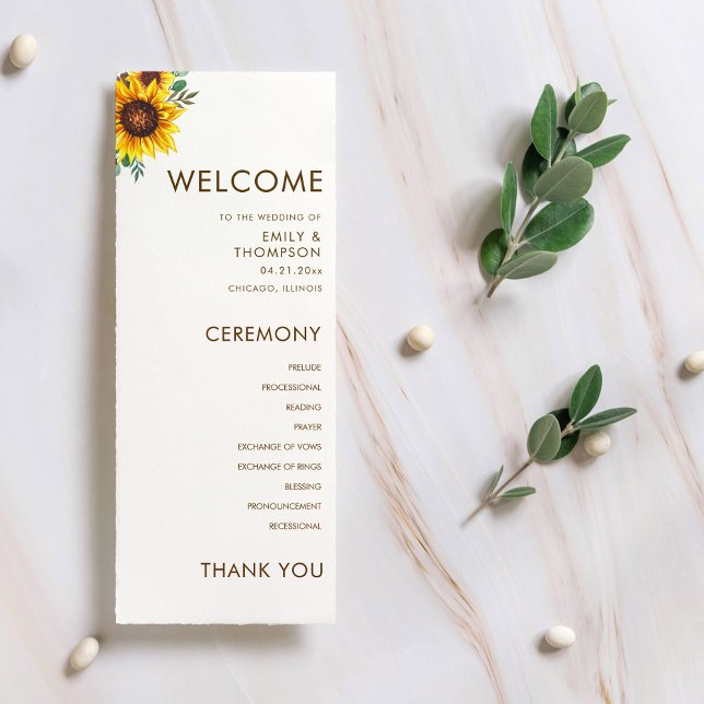 Modern Sunflower Floral Botanical Wedding Program (Creator Uploaded)