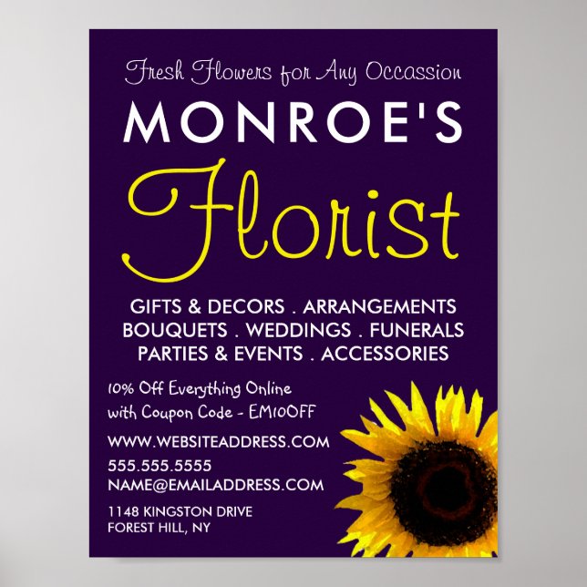 Modern Sunflower, Floristry Advertising Poster (Front)