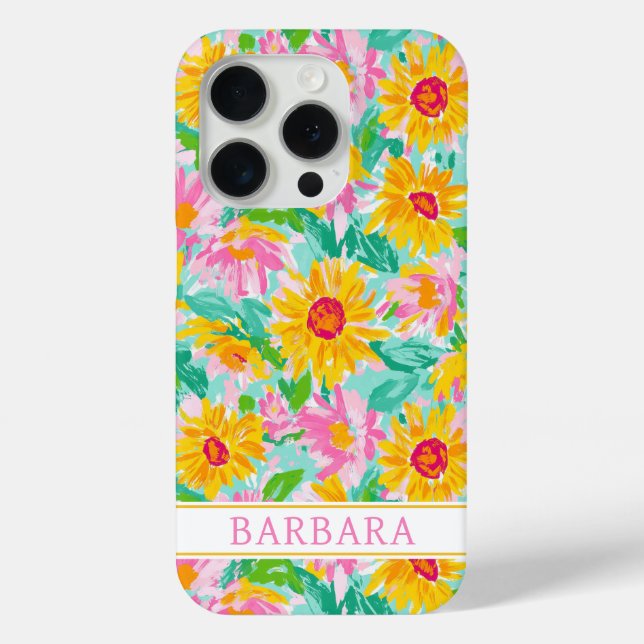 Modern Sunflower Painting Monogrammed Case-Mate iPhone Case (Back)