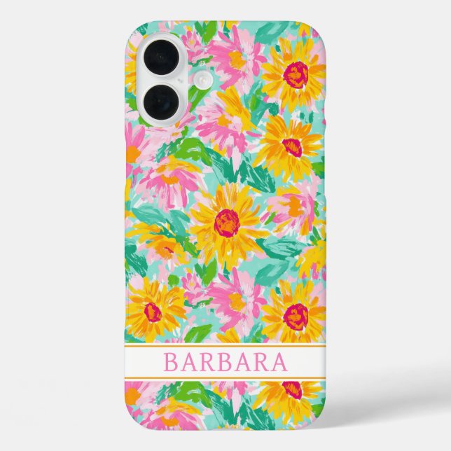 Modern Sunflower Painting Monogrammed Case-Mate iPhone Case (Back)