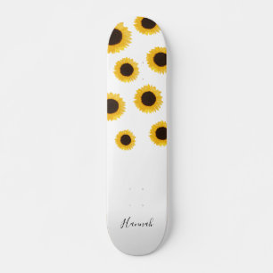Modern Sunflower Personalized Skateboard