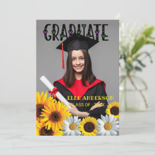 Modern Sunflower Photo  Graduation Holiday Card