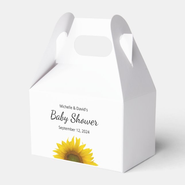Modern Sunflower Simple Baby Shower Favour Box (Front Side)