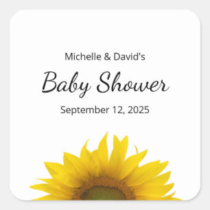 Modern Sunflower Simple Floral Baby Shower Square Sticker