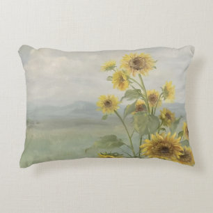 Modern sunflower Watercolor & personalise Image Decorative Cushion