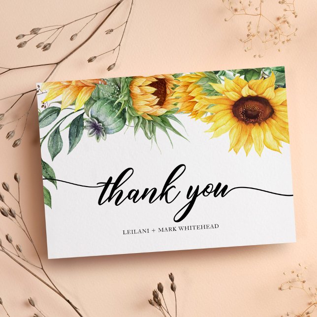 Modern Sunflower Watercolor Thank You Card (Creator Uploaded)