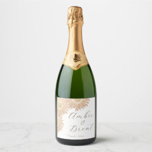 Modern Sunflower Wedding Custom Sparkling Wine Lab Label