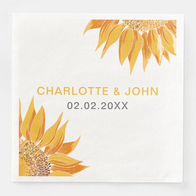 Modern SunFlower Wedding Napkin (Front)