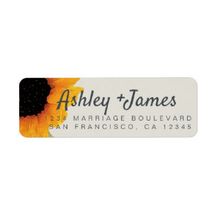 Modern Sunflower Wedding Return Address Label