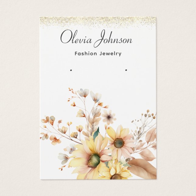 Modern sunflower wildflowers earring display card  (Front)
