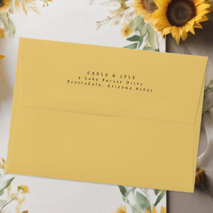 Modern Sunflower Yellow Wedding Return Address Envelope
