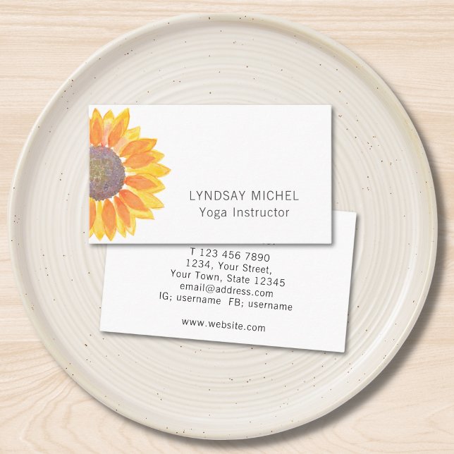 Modern Sunflower Yoga Instructor Business Card (Creator Uploaded)
