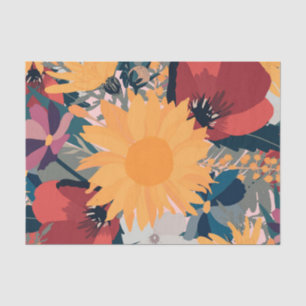 Modern Sunflowers Floral Autumn Colours Design Tissue Paper