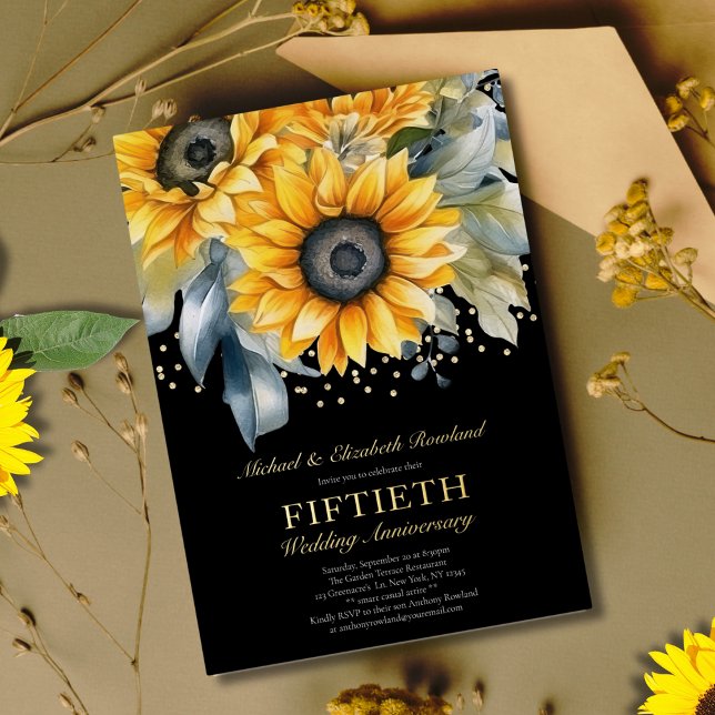 Modern Sunflowers Gold 50th Wedding Anniversary (Creator Uploaded)
