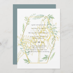 Modern Sunflowers Greenery Sage Gold Wedding